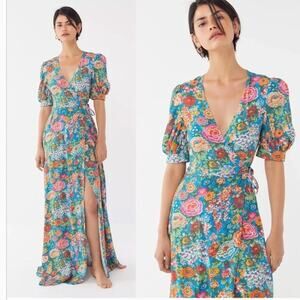 Perseverance London Elysian Day Liberty Maxi Dress gown floral wrap M